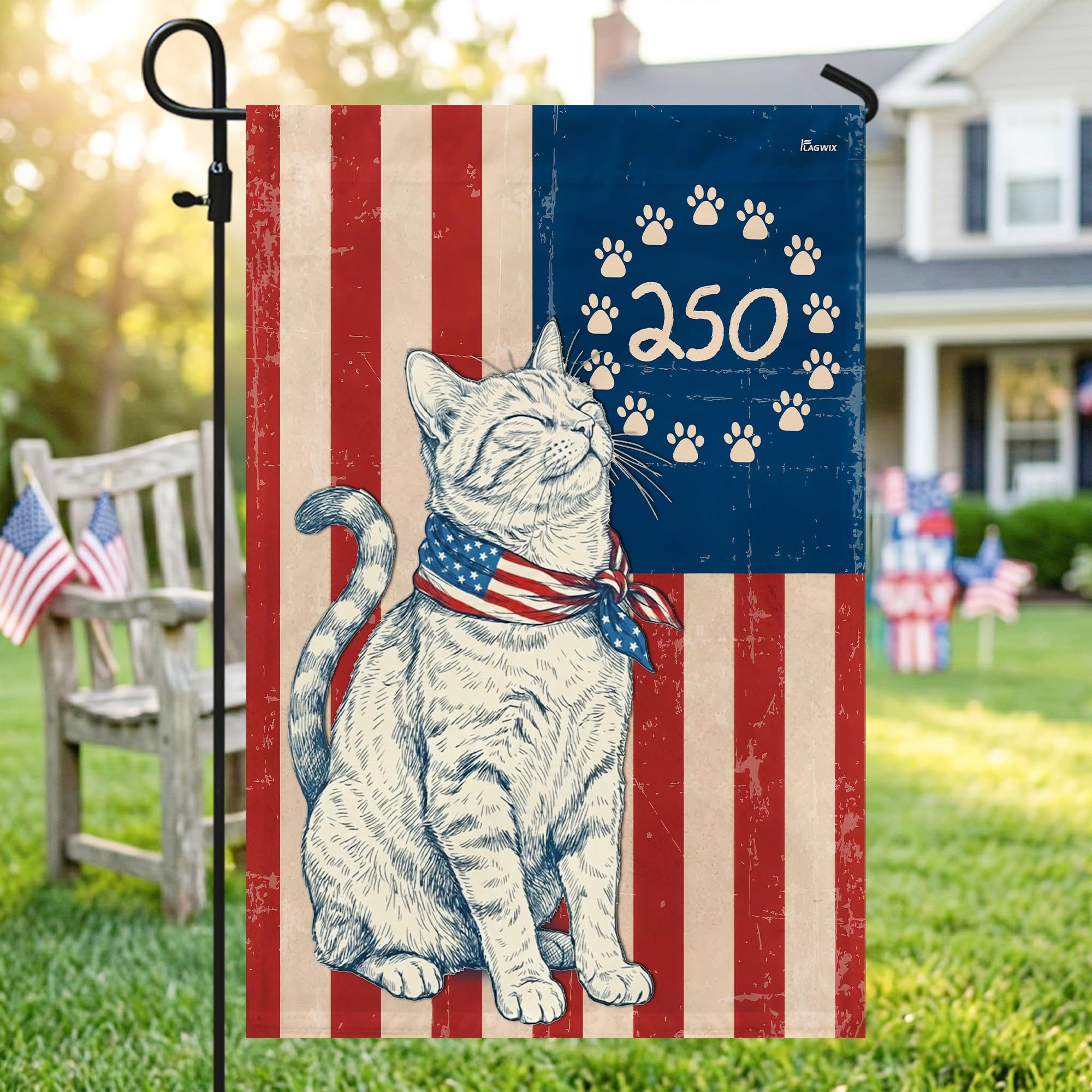 FLAGWIX American 250 Years Anniversary Flag - Polyester Double-sided Yard Flags For Outside Grommet Flag, 3x5 ft - 4th of July Decorations for Home Yard Garden Decor Banner, Gifts For Men Women