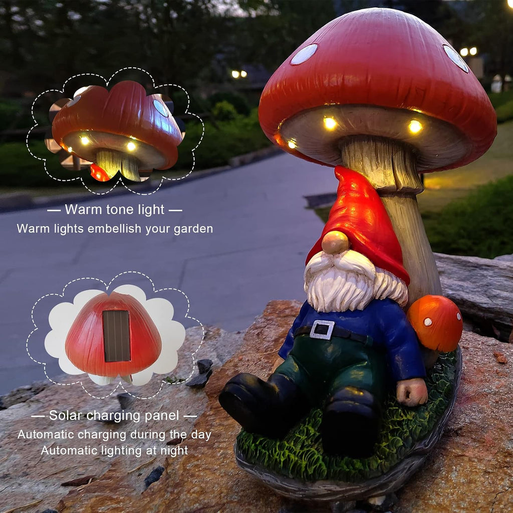 Garden Gnomes Outdoor Decor with Solar Sensor Lamp - Suitable for Garden, Lawn, Porch, Balcony, Christmas, Thanksgiving