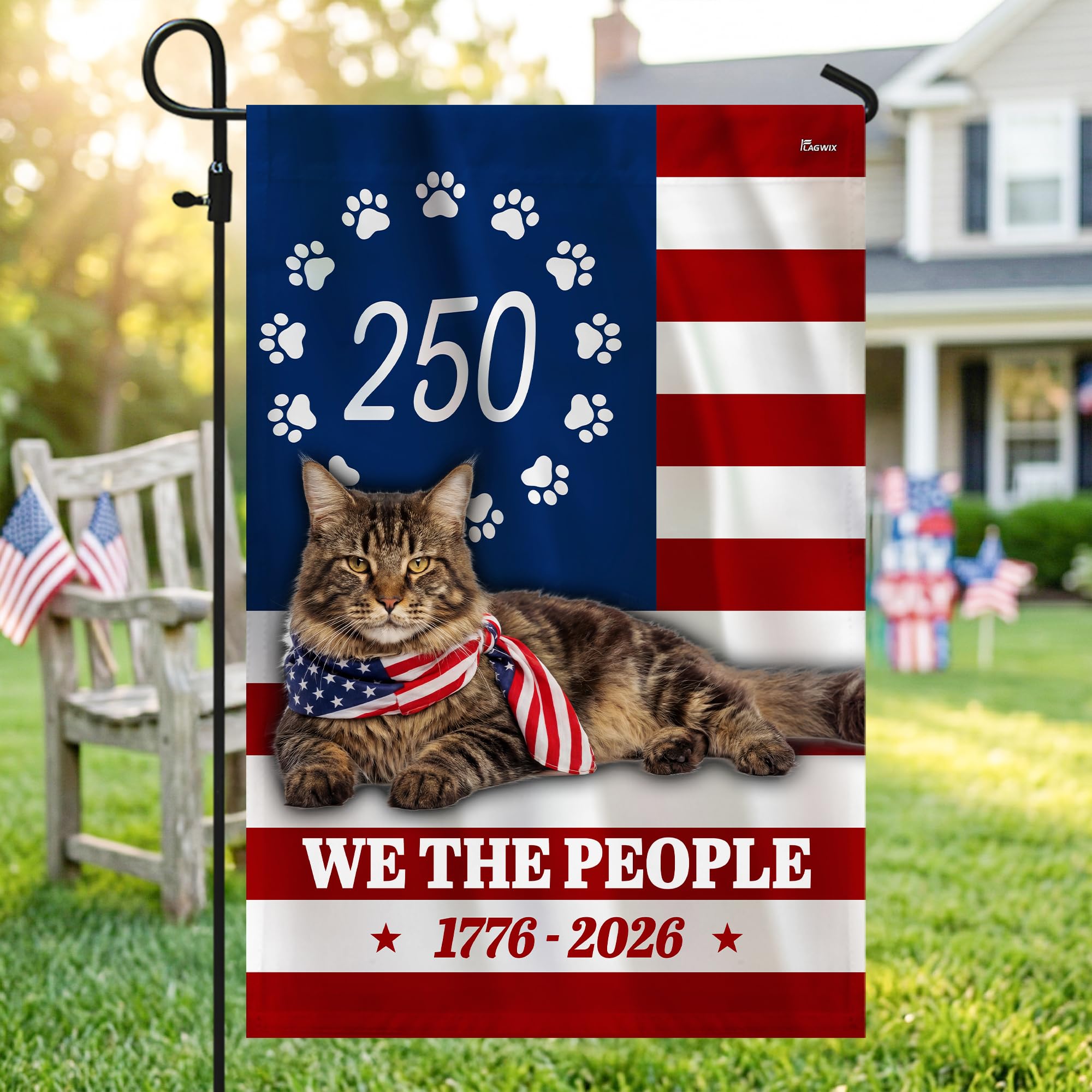 FLAGWIX American 250 Years Anniversary Flag - Polyester Double-sided Yard Flags For Outside Grommet Flag, 3x5 ft - 4th of July Decorations for Home Yard Garden Decor Banner, Gifts For Men Women