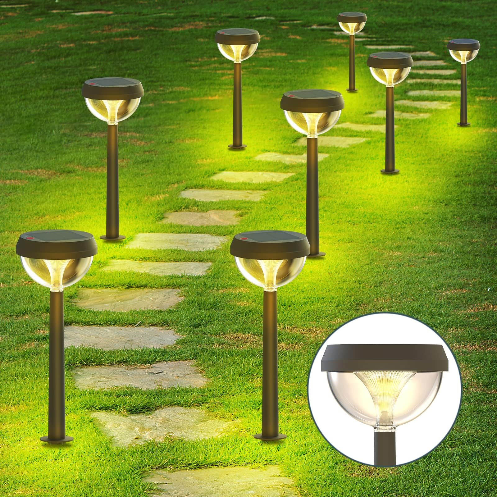 Linkind Solar Lights Outdoor 8 Pack, Solar Pathway Lights, Warm White Landscape Path Lights Waterproof for Walkway Yard Garden Driveway Use