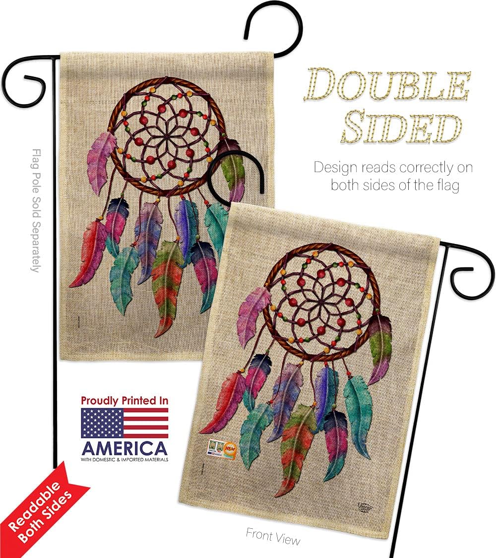 Colorful Dreamcatcher Burlap Garden Flag Pack Regional Southwest Desert Cactus Country Succulent Particular Area Applique House Banner Small Yard Gift Double-Sided, Made in USA