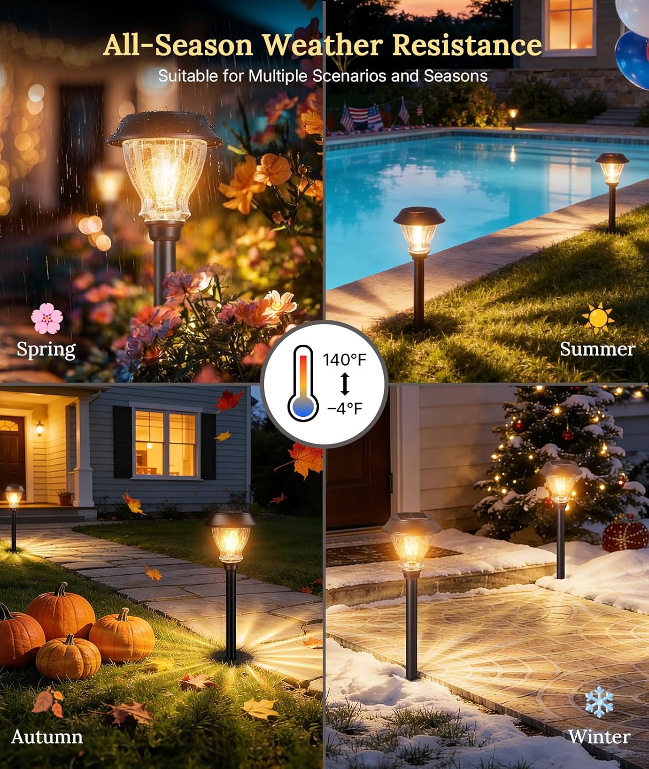XMCOSY+ Solar Pathway Lights Outdoor, 6 Pack Decorative Crackled Glass Garden Lights, Soft Warm White Glow, Auto On/Off LED Waterproof Landscape Lighting for Yard Walkway Patio