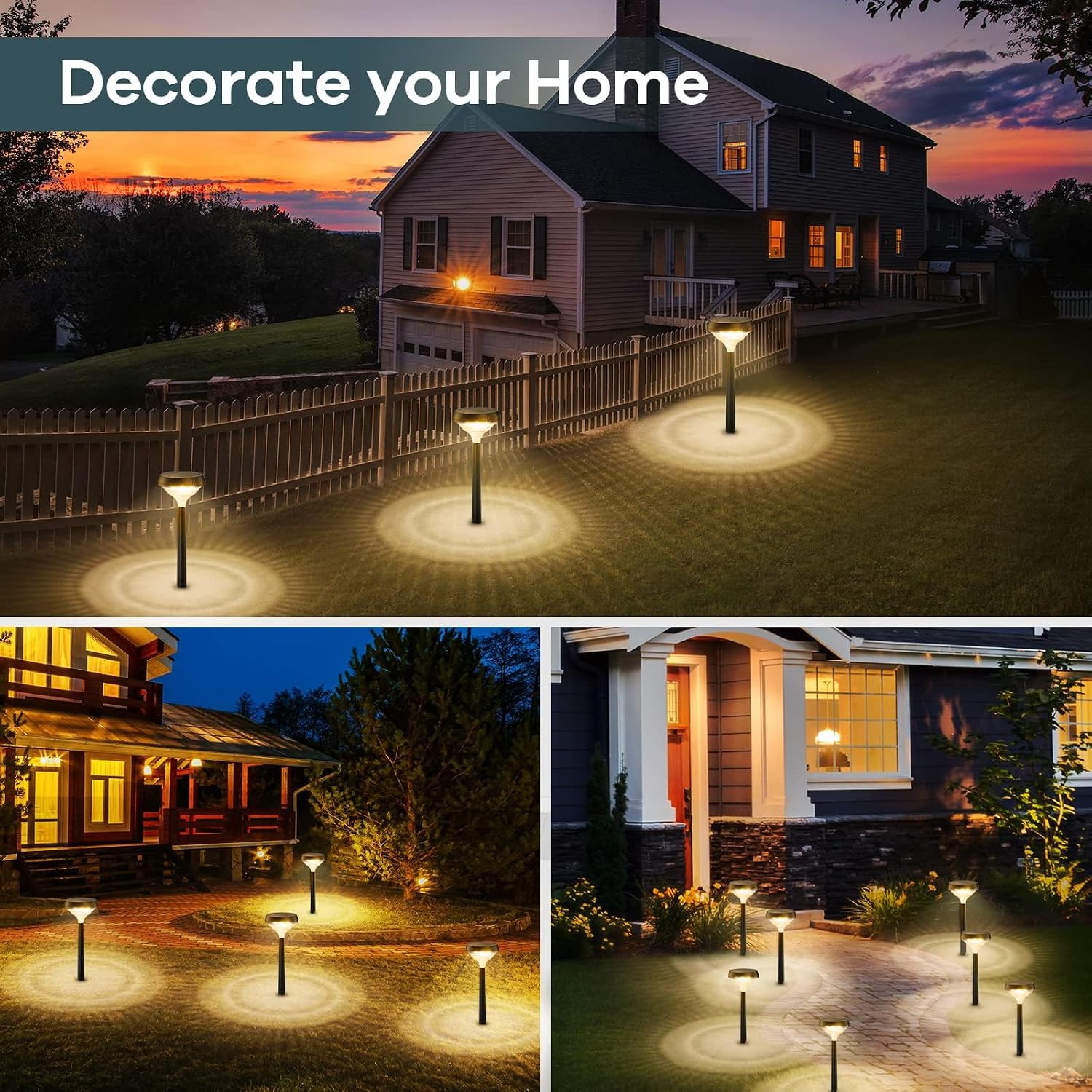 Linkind Solar Lights Outdoor 8 Pack, Solar Pathway Lights, Warm White Landscape Path Lights Waterproof for Walkway Yard Garden Driveway Use