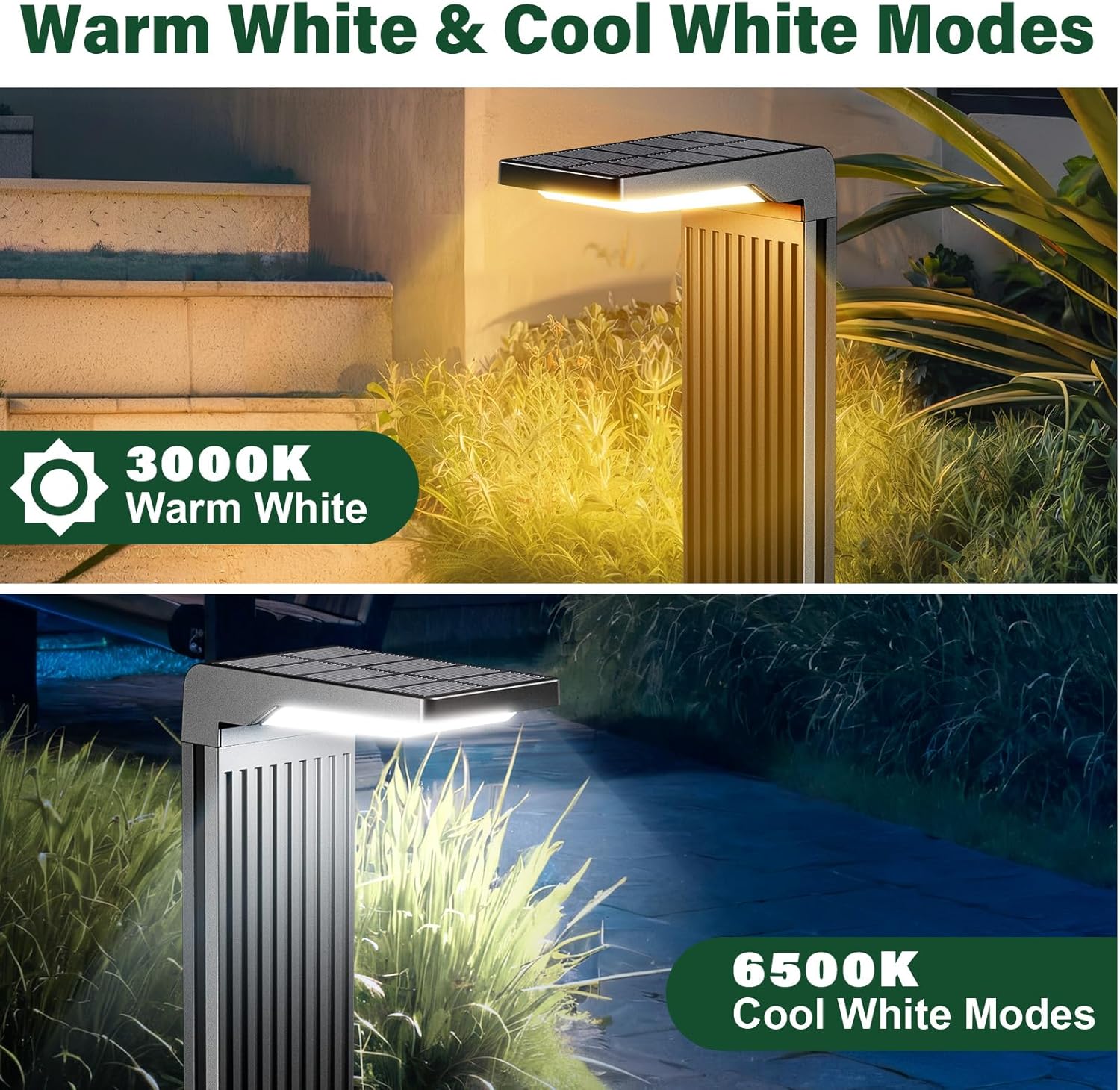 COXSENI Solar Pathway Lights Outdoor 4Pack, Bright 60LED Solar Path Lights Outside Waterproof, Warm & Cool Walkway Lights Solar Powered, Landscape Light for Driveway Lawn Patio Garden Yard