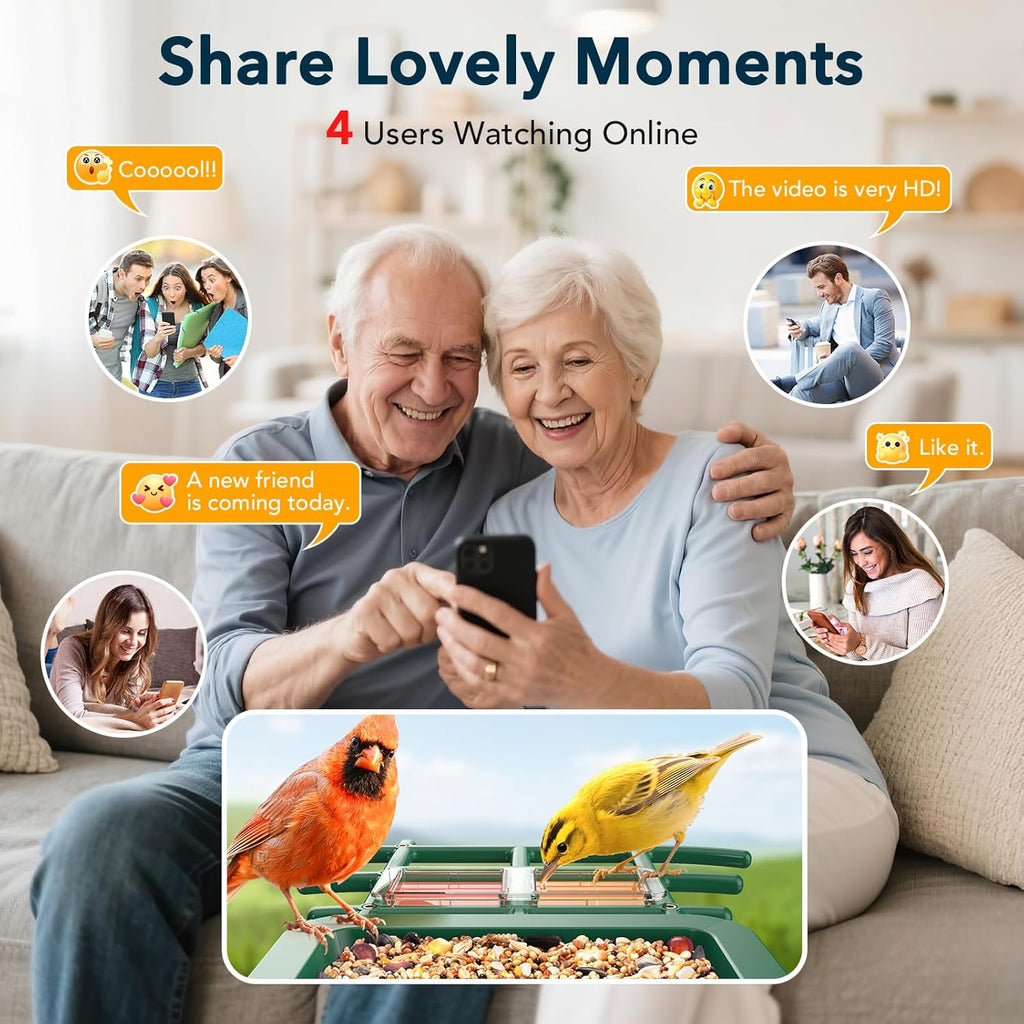 PeckCam Bird Feeder with Camera Solar Powered, AI Identify & Auto Capture, 2K HD Live Video Smart Bird Feeder Camera Instant Notifications in Backyard, Gift for Bird Lovers