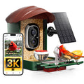 Smart Bird Feeder with Camera Solar Powered, 2K HD Video, AI Bird Species Identification, Instant Arrival Alerts, Weatherproof Design for Effortless Birdwatching, Gift for Fathers Day, Red