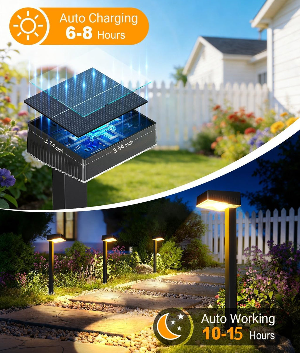 8 Pack Outdoor Solar Walkway Lights, Waterproof Landscape Lighting for Yard Patio Lawn