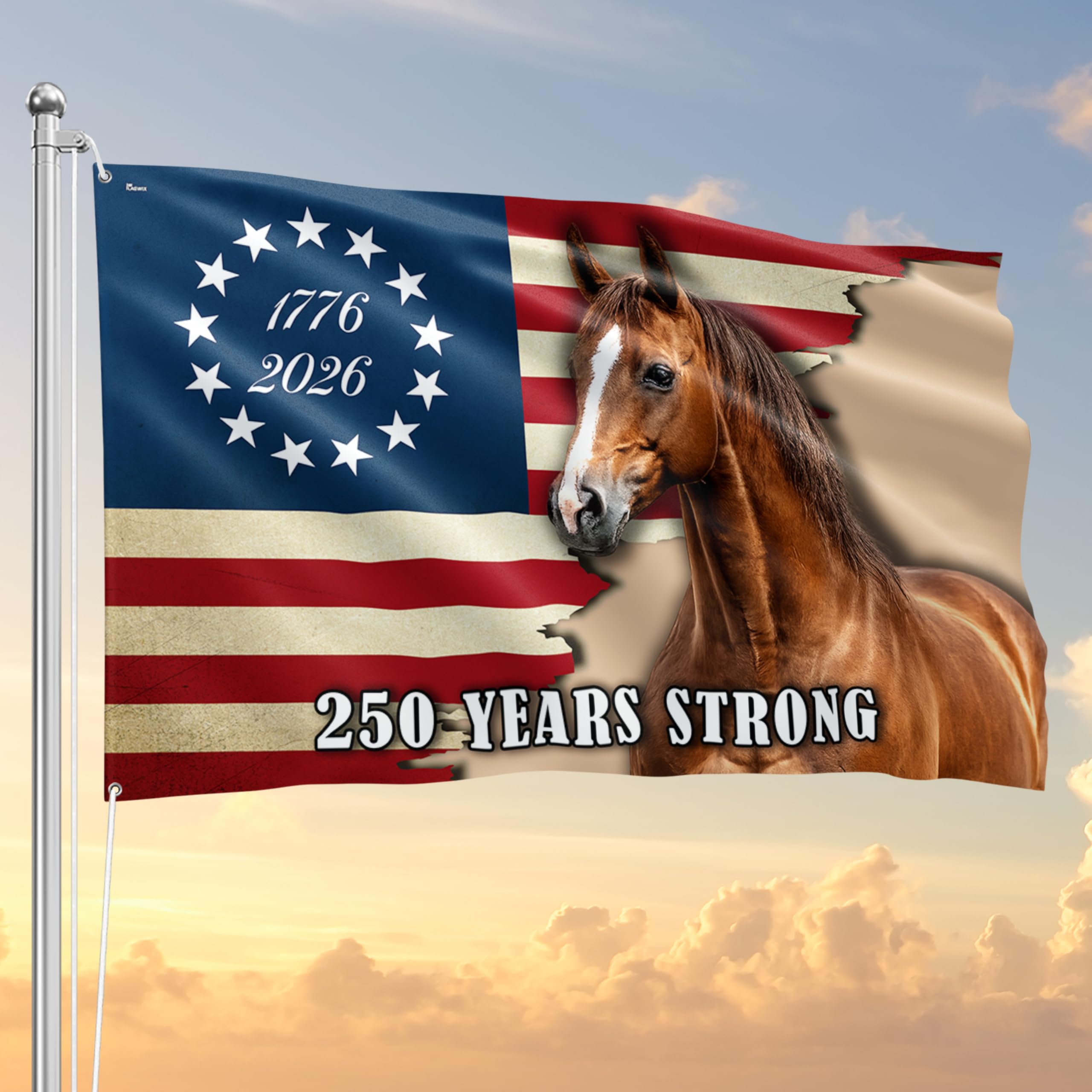 FLAGWIX American 250 Years Anniversary Flag - Polyester Double-sided Yard Flags For Outside Grommet Flag, 3x5 ft - 4th of July Decorations for Home Yard Garden Decor Banner, Gifts For Men Women