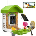 NEEZUKAR Smart Bird Feeder with Camera Solar Powered, AI Identify Birds Species, 2K HD Video, Real-Time Bird Alert, Wireless & Weatherproof Design for Outdoor, Gift for Father's Day(Green)