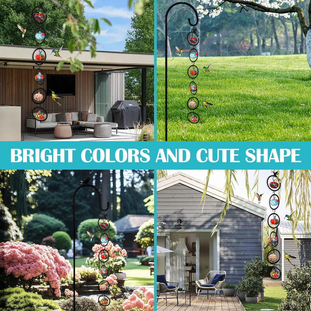 Glass Hummingbird Feeder for Outdoors 6 PCS Small Hand Blown Glass Bird Feeding Balls Hanging Wild Bird Feeders 5OZ x 6PCS Backyard Garden Decorations with Brush Injector