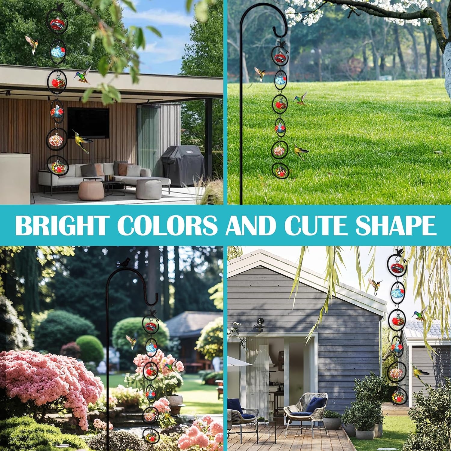 Glass Hummingbird Feeder for Outdoors 6 PCS Small Hand Blown Glass Bird Feeding Balls Hanging Wild Bird Feeders 5OZ x 6PCS Backyard Garden Decorations with Brush Injector