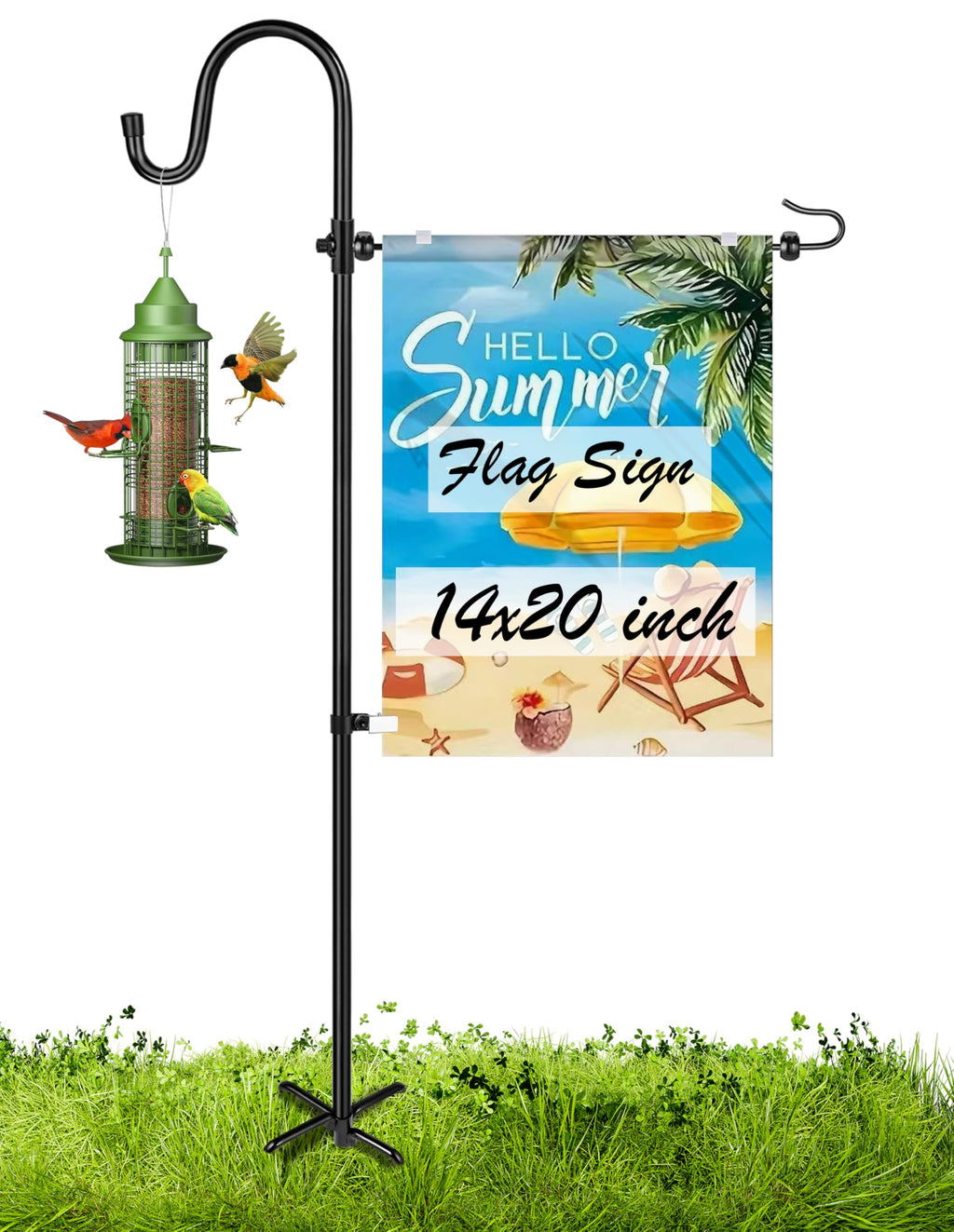 XDW-GIFTS Garden Flag Stand, Sturdy 2-Pack Flag Pole Holder with Shepherd Hook for Yard Decorations Outdoor Garden Flag Holder for 28''x40'' Flags 60 in Heavy Duty Yard Flag Post Stake (Without Flag)