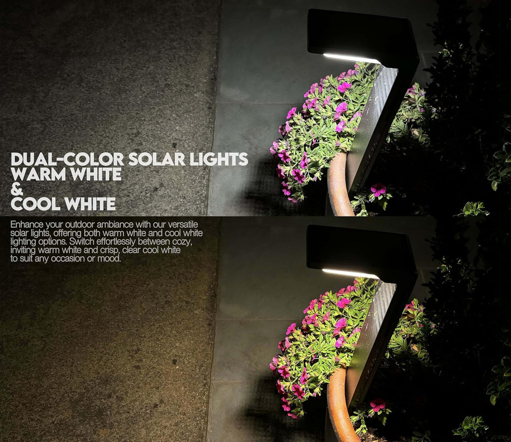 6 Pack Solar Pathway Lights, Dual Warm & Cool White Waterproof Garden Landscape Lights