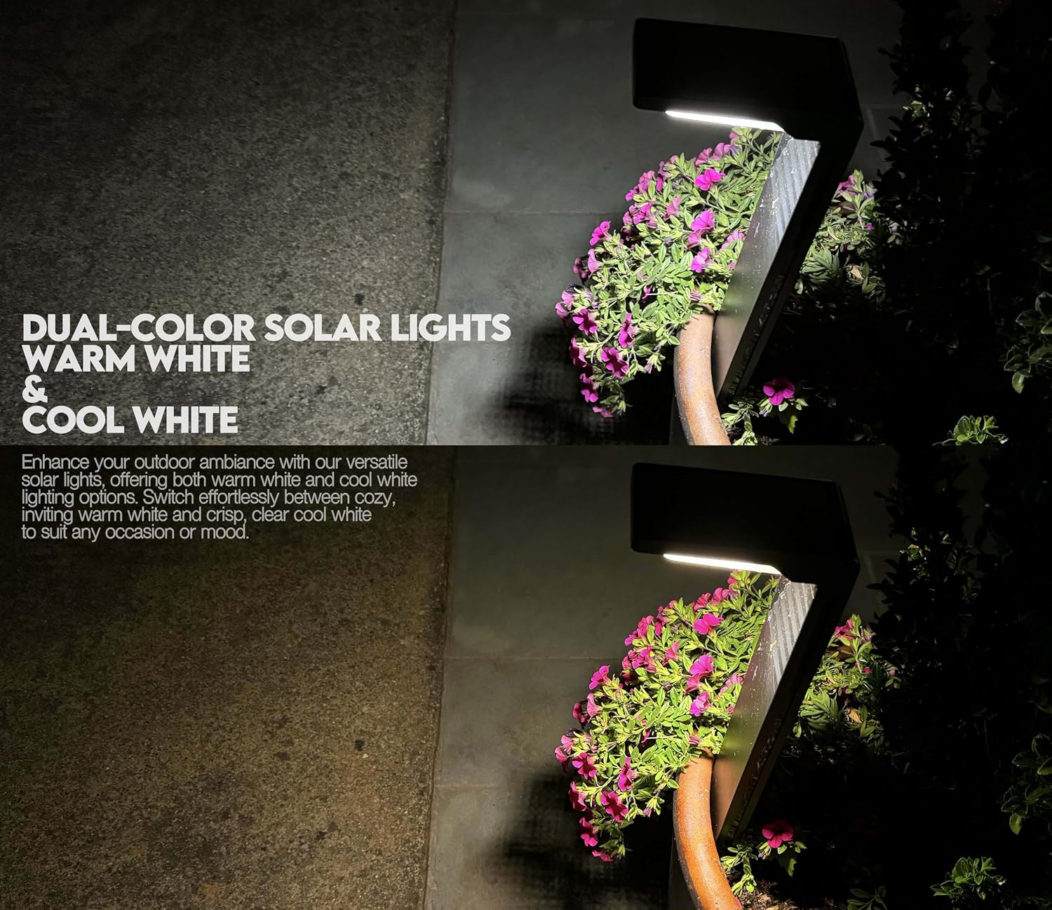 6 Pack Solar Pathway Lights, Dual Warm & Cool White Waterproof Garden Landscape Lights