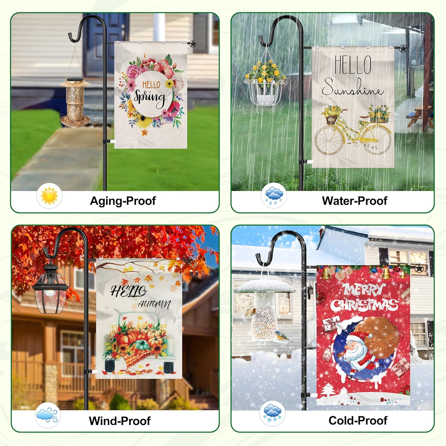 XDW-GIFTS Garden Flag Stand, Sturdy 2-Pack Flag Pole Holder with Shepherd Hook for Yard Decorations Outdoor Garden Flag Holder for 28''x40'' Flags 60 in Heavy Duty Yard Flag Post Stake (Without Flag)