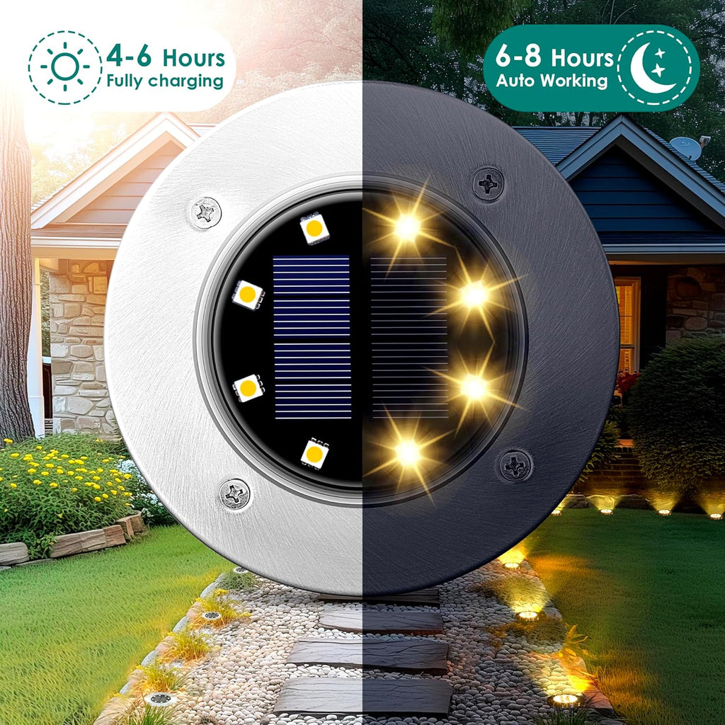 SOLPEX 20 Pack Solar Ground Lights Waterproof, Solar Powered Garden Lights, Landscape Lighting for Pathway Driveway Patio Backyard Walkway (Warm White)