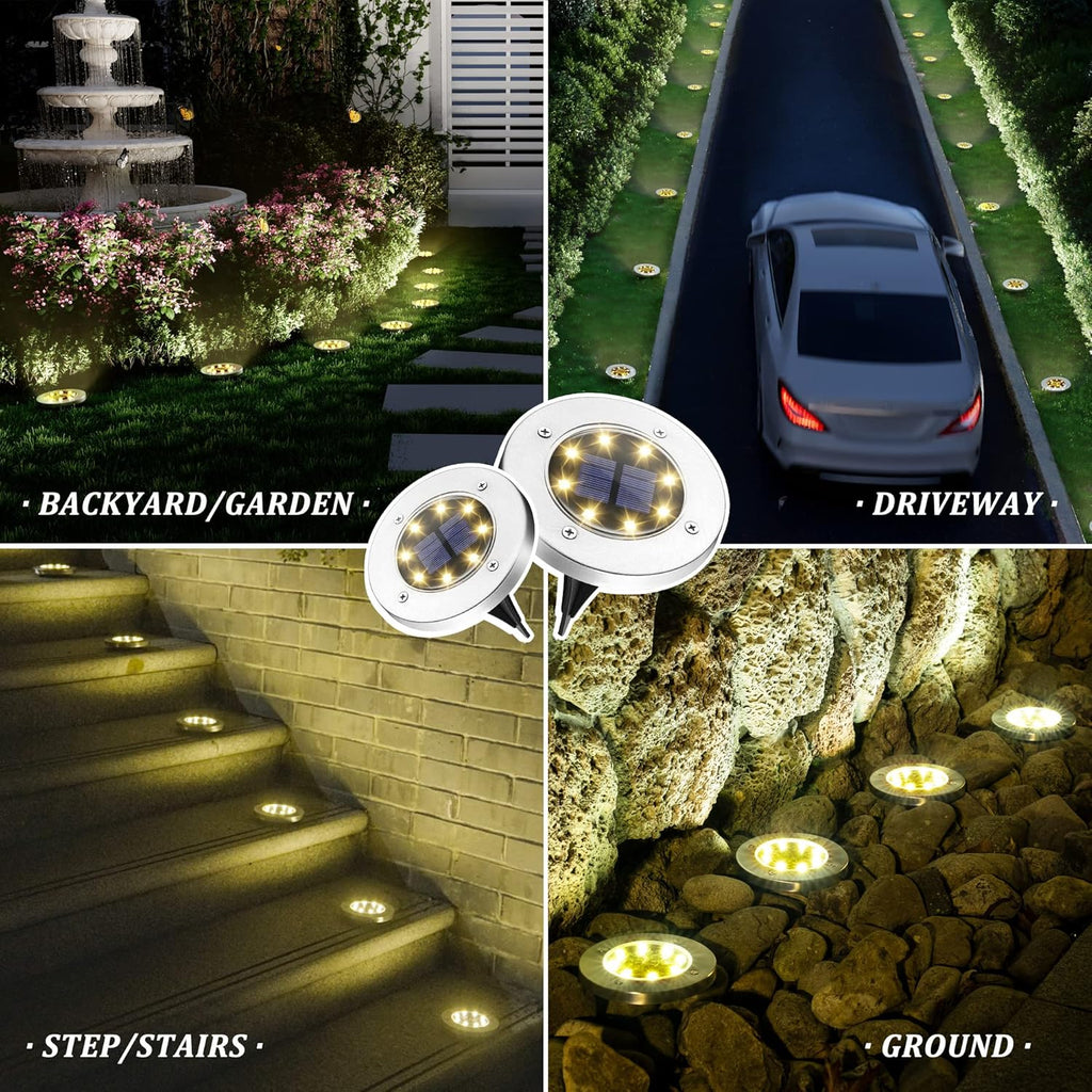 SOLPEX 20 Pack Solar Ground Lights Waterproof, Solar Powered Garden Lights, Landscape Lighting for Pathway Driveway Patio Backyard Walkway (Warm White)