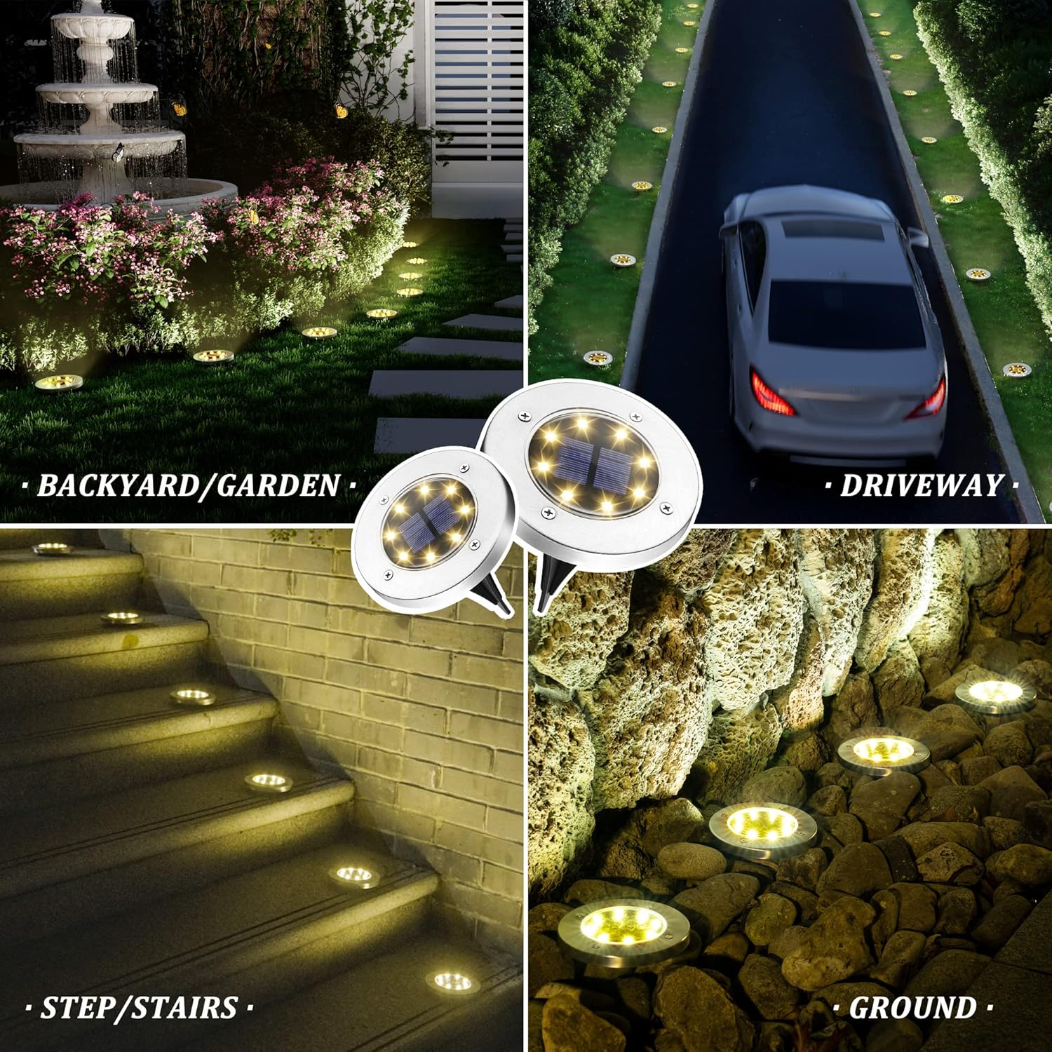 SOLPEX 20 Pack Solar Ground Lights Waterproof, Solar Powered Garden Lights, Landscape Lighting for Pathway Driveway Patio Backyard Walkway (Warm White)