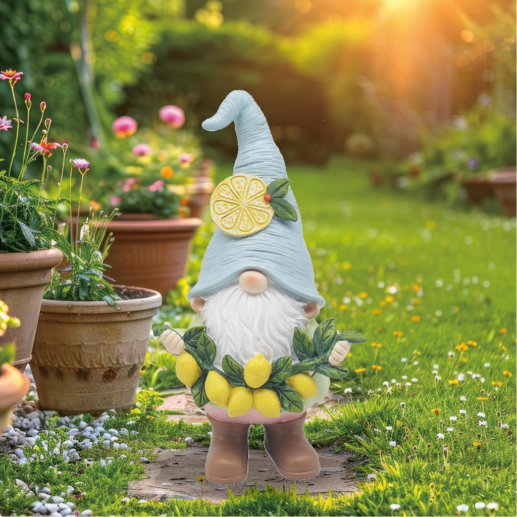 Lesser & Pavey Lemon Garden Gnome Figurines Statues for Home Decor | Ideal Ornaments Friendship Gifts for Women & Men | Lovely Table Centerpiece & Living Room Accessories