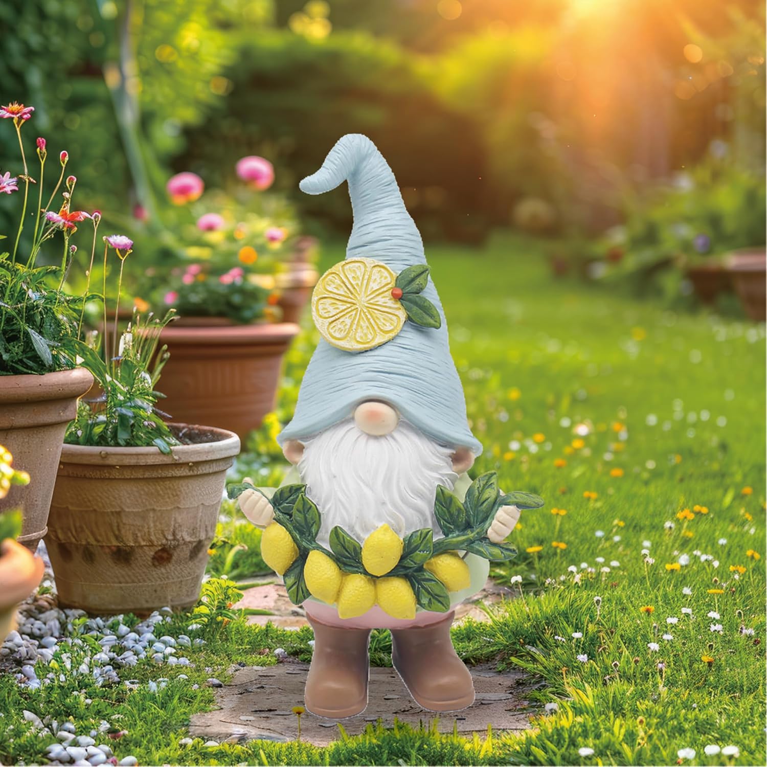 Lesser & Pavey Lemon Garden Gnome Figurines Statues for Home Decor | Ideal Ornaments Friendship Gifts for Women & Men | Lovely Table Centerpiece & Living Room Accessories