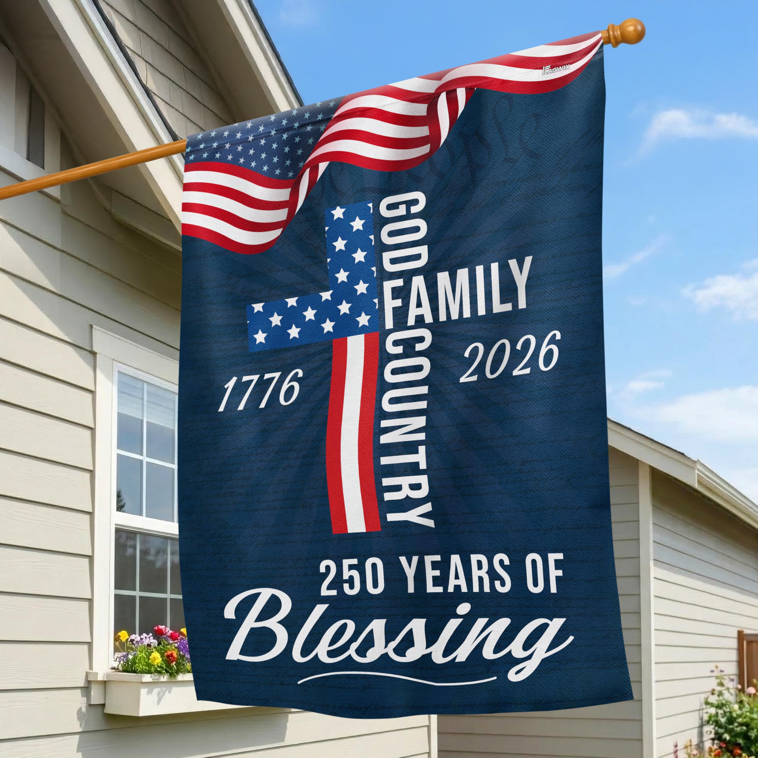 FLAGWIX American 250 Years Anniversary Flag - Polyester Double-sided Yard Flags For Outside Grommet Flag, 3x5 ft - 4th of July Decorations for Home Yard Garden Decor Banner, Gifts For Men Women
