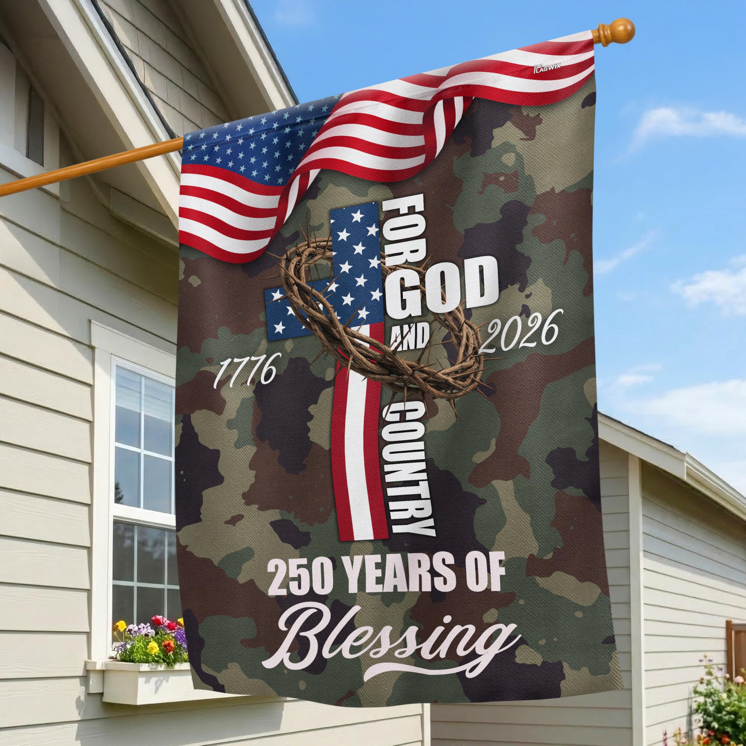 FLAGWIX American 250 Years Anniversary Flag - Polyester Double-sided Yard Flags For Outside Grommet Flag, 3x5 ft - 4th of July Decorations for Home Yard Garden Decor Banner, Gifts For Men Women