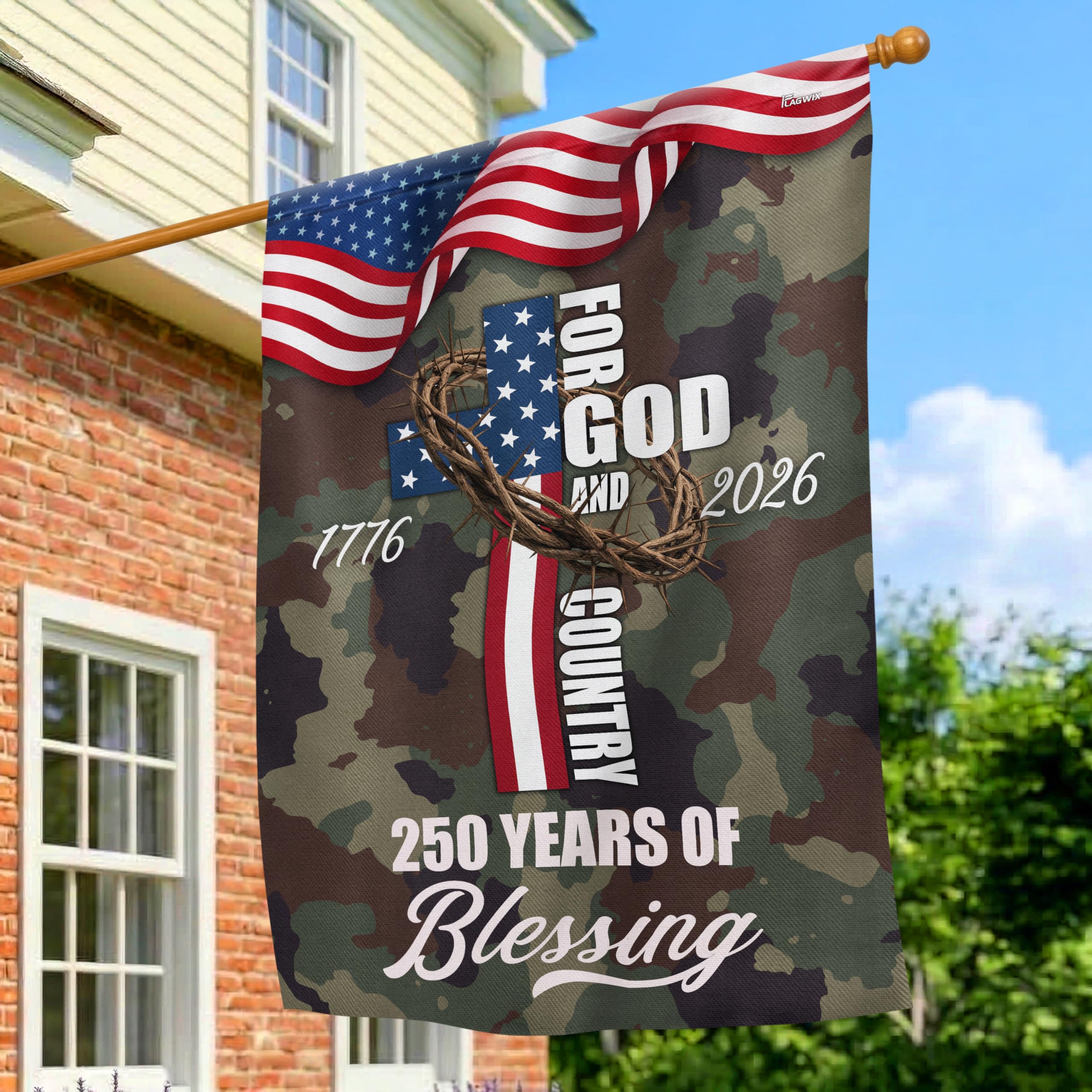 FLAGWIX American 250 Years Anniversary Flag - Polyester Double-sided Yard Flags For Outside Grommet Flag, 3x5 ft - 4th of July Decorations for Home Yard Garden Decor Banner, Gifts For Men Women