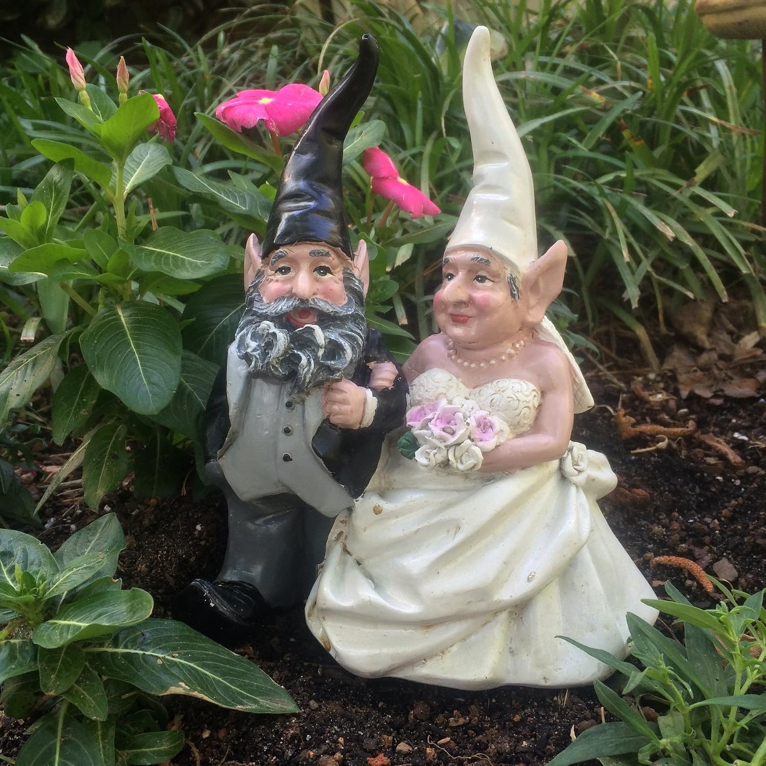 homestyles 8" H Wedding Bride and Groom Love Couple Gnome Home and Garden Statue Figurine