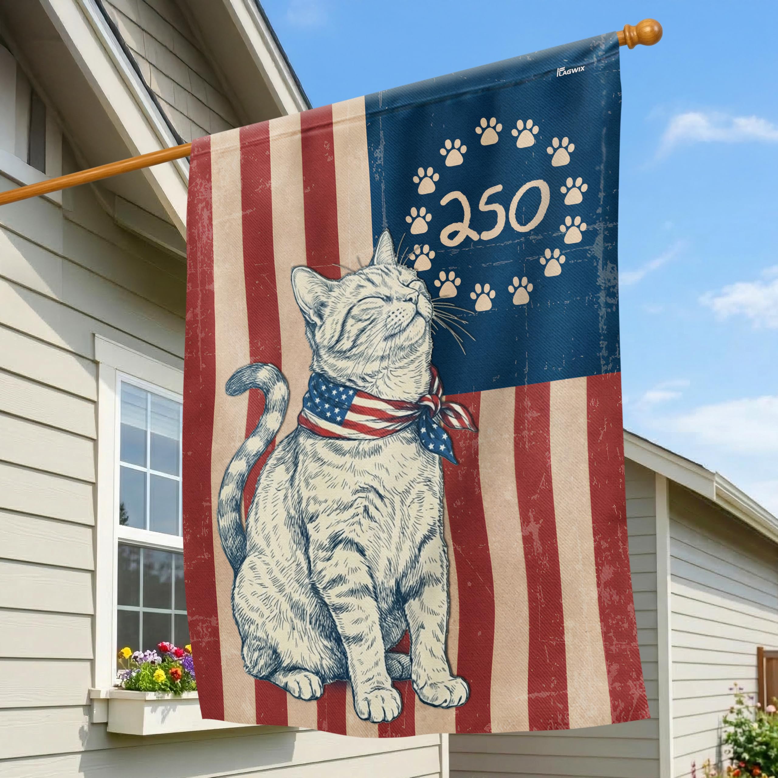 FLAGWIX American 250 Years Anniversary Flag - Polyester Double-sided Yard Flags For Outside Grommet Flag, 3x5 ft - 4th of July Decorations for Home Yard Garden Decor Banner, Gifts For Men Women